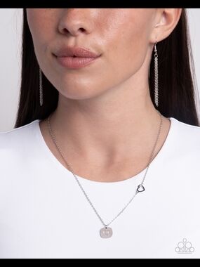 Paparazzi Silver Heart Necklace & Chain Drop Earrings